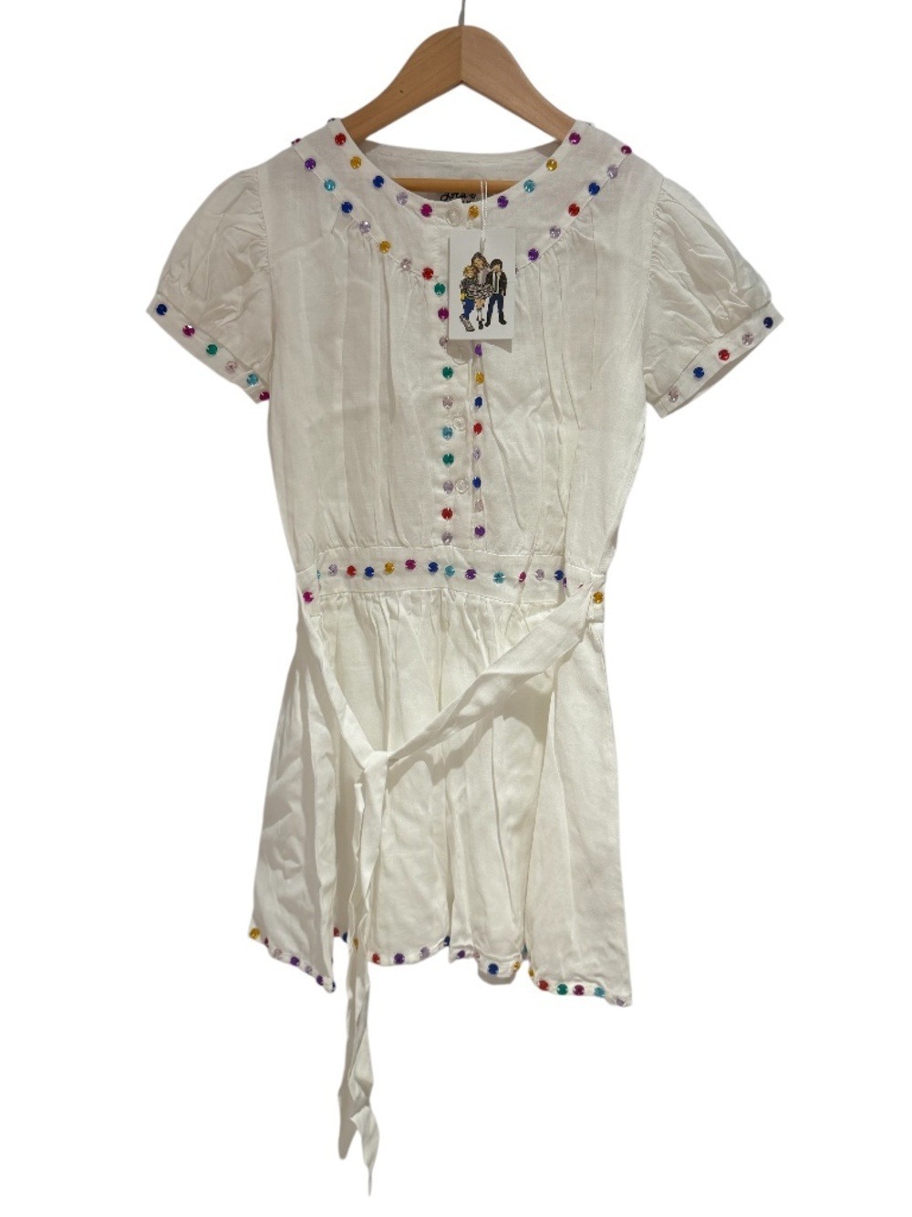 LOLA + THE BOYS white lightweight dress with gems - size 6